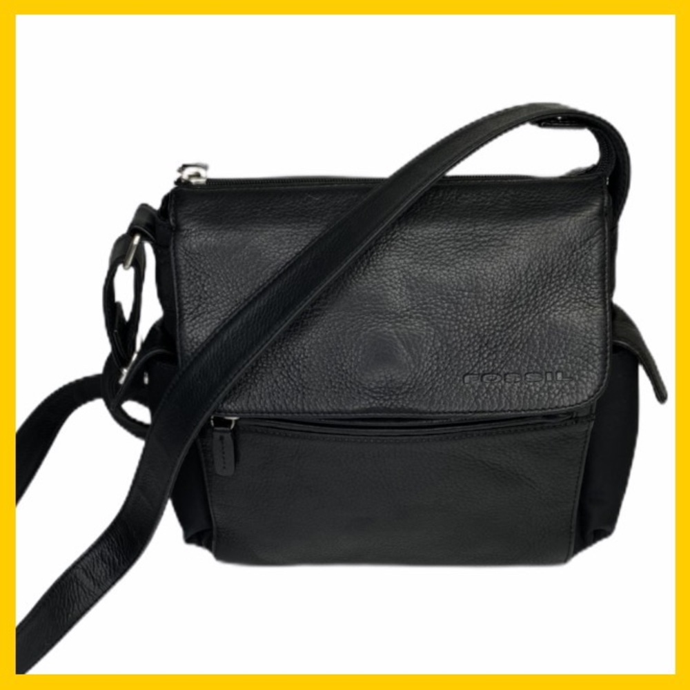 Fossil Black Leather & Microfiber Shoulder Bag